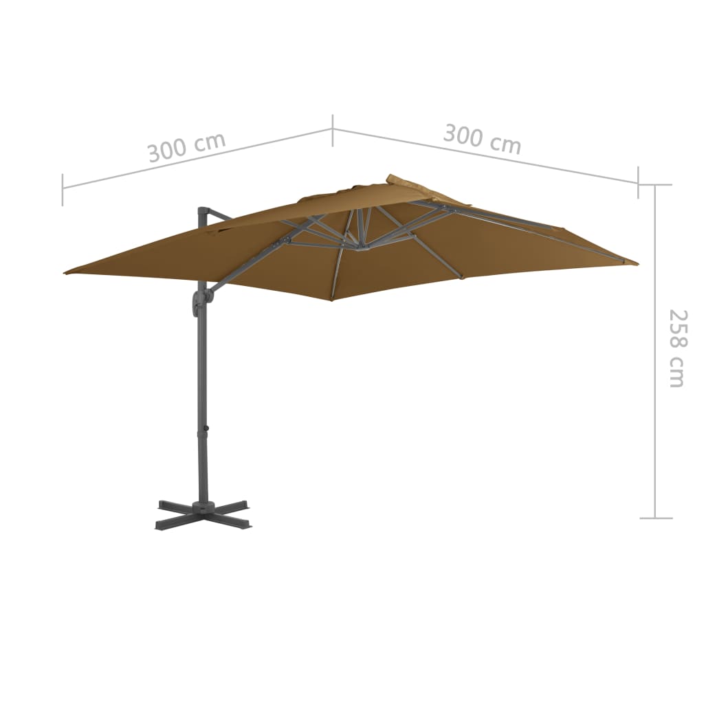Ombrellone A Sbalzo Palo In Alluminio 300X300Cm Grigio Talpa