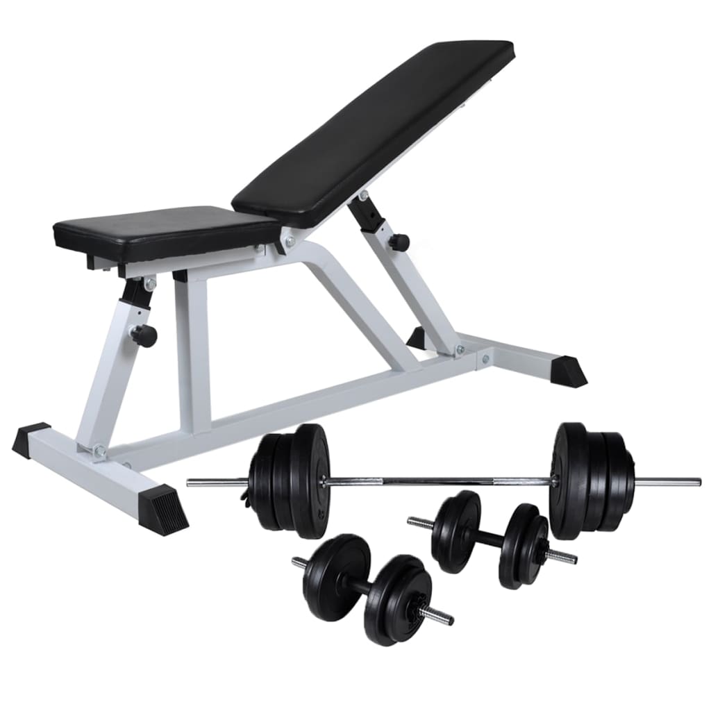 Panca Da Palestra Con Bilanciere E Set Di Manubri 60,5 Kg