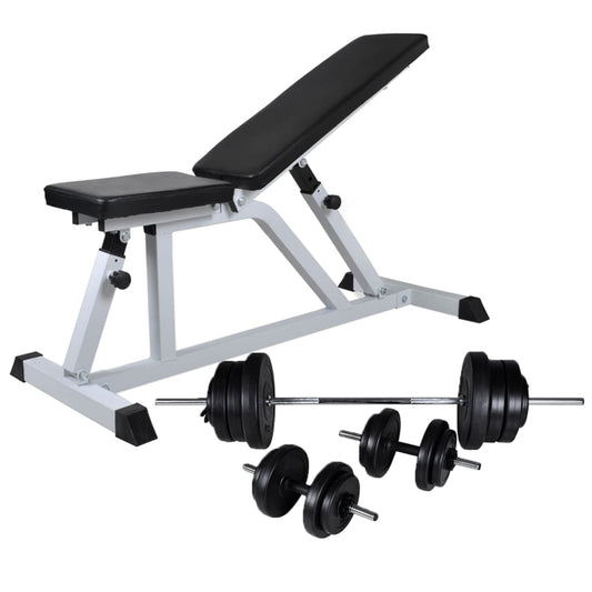 Panca Da Palestra Con Bilanciere E Set Di Manubri 60,5 Kg