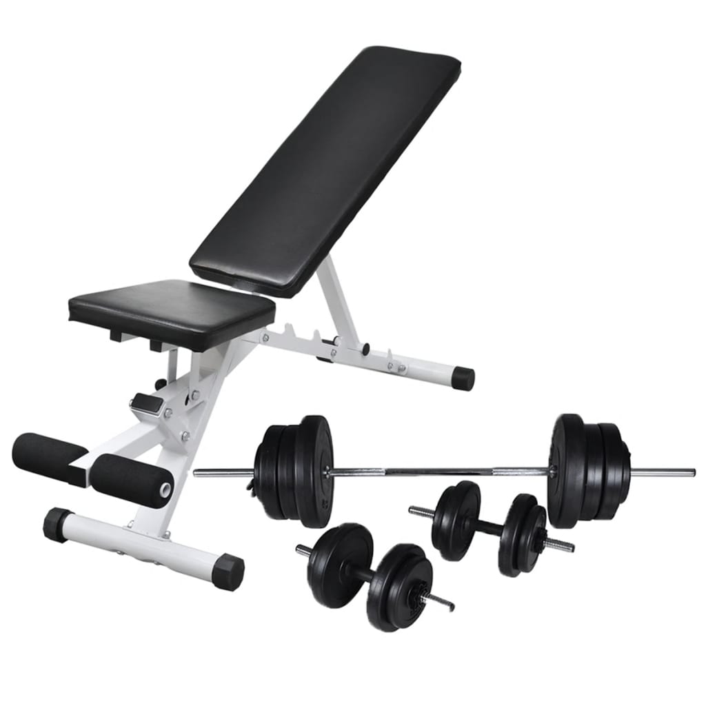Panca Da Palestra Con Bilanciere E Set Di Manubri 60,5 Kg