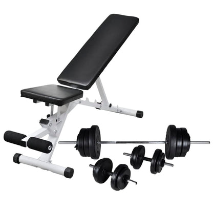 Panca Da Palestra Con Bilanciere E Set Di Manubri 60,5 Kg