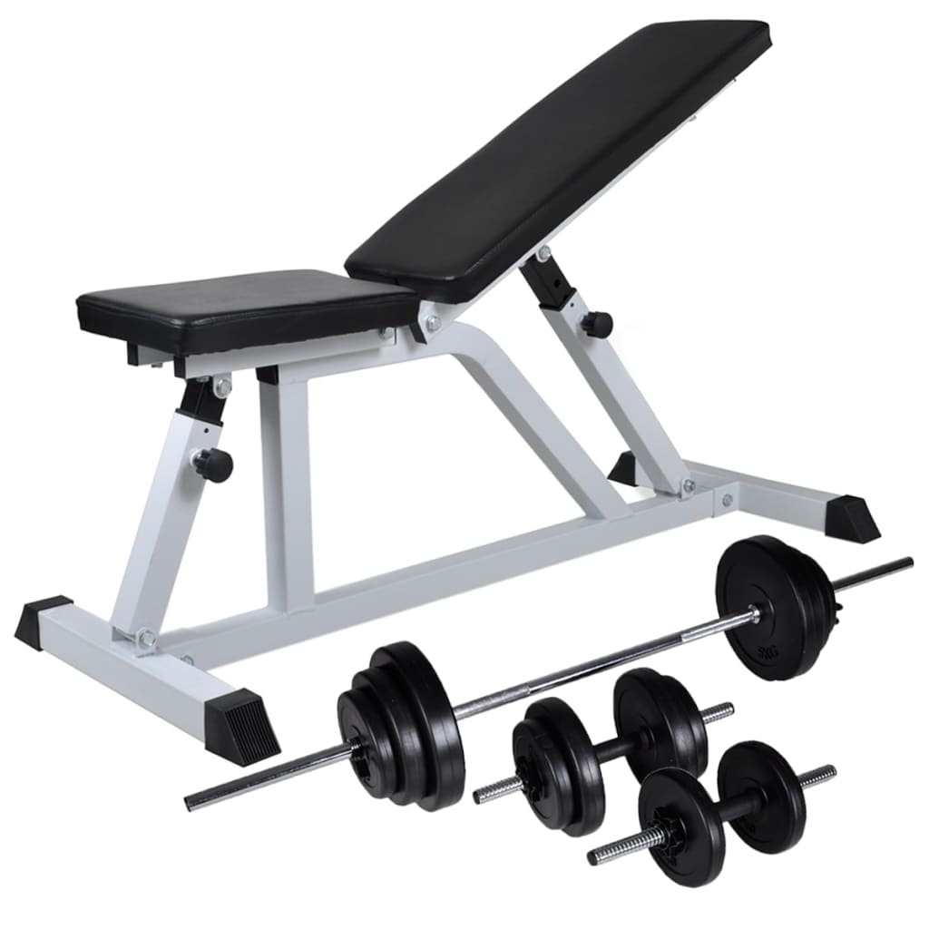 Panca Da Palestra Con Bilanciere E Set Di Manubri 30,5 Kg