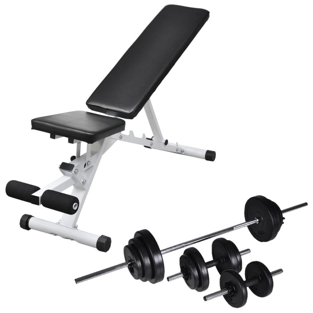 Panca Da Palestra Con Bilanciere E Set Di Manubri 30,5 Kg
