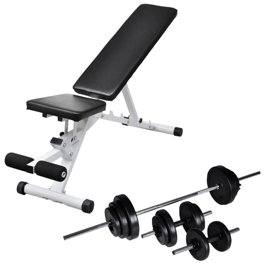 Panca Da Palestra Con Bilanciere E Set Di Manubri 30,5 Kg