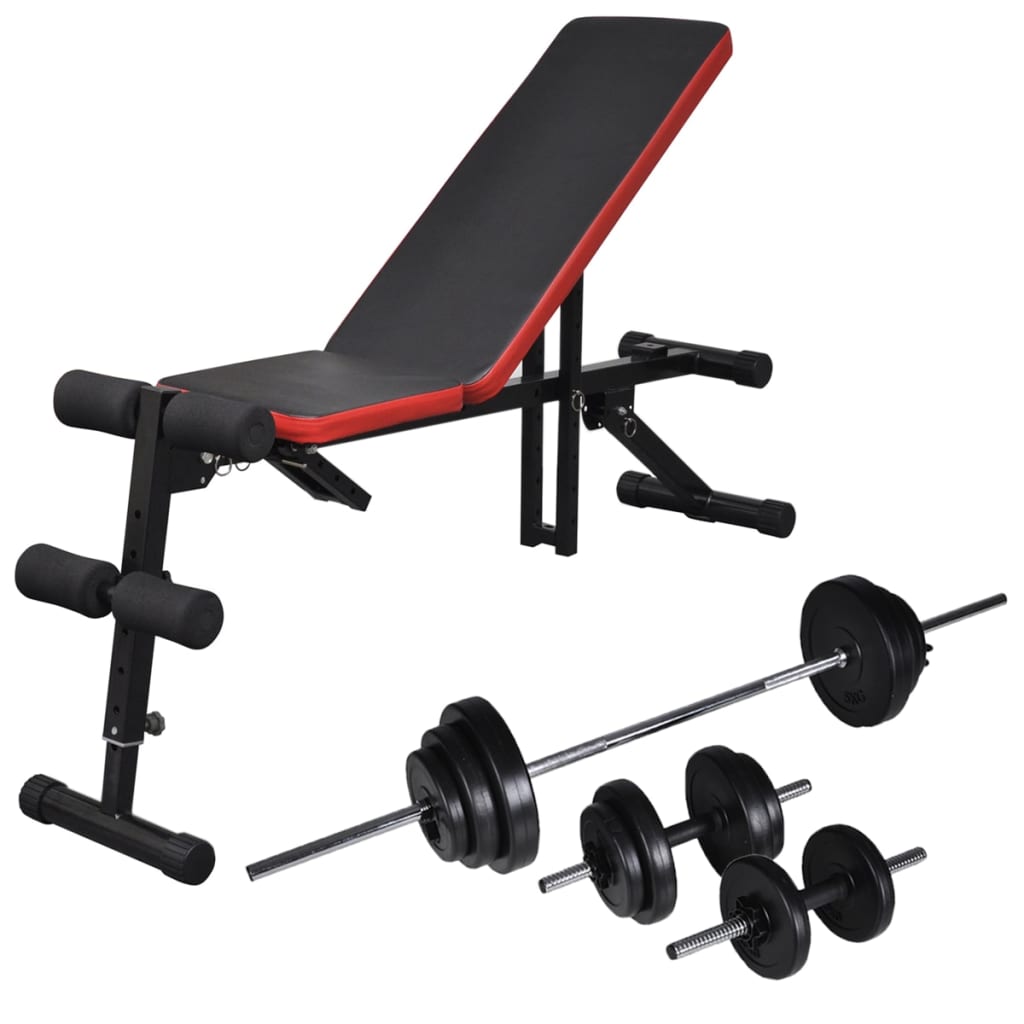 Panca Reclinabile Con Bilanciere E Set Di Manubri Da 30,5 Kg