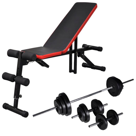 Panca Reclinabile Con Bilanciere E Set Di Manubri Da 30,5 Kg