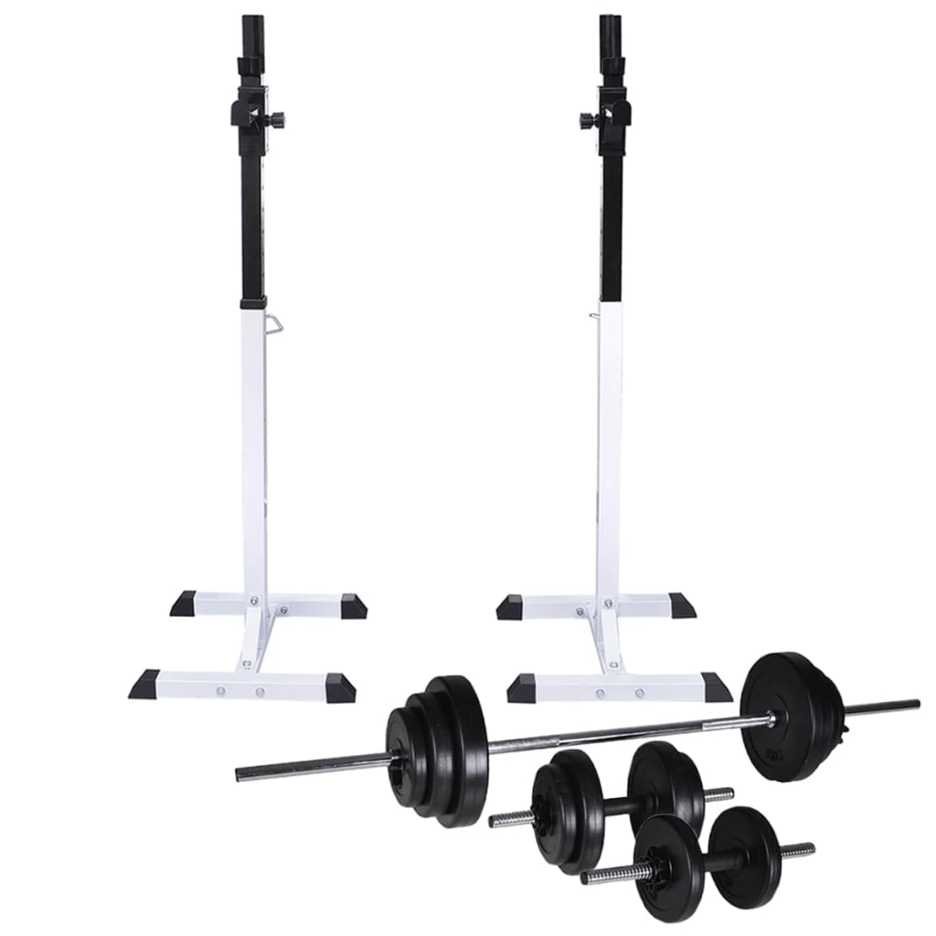Stazione Per Squat Con Bilanciere E Set Di Manubri Da 30,5 Kg