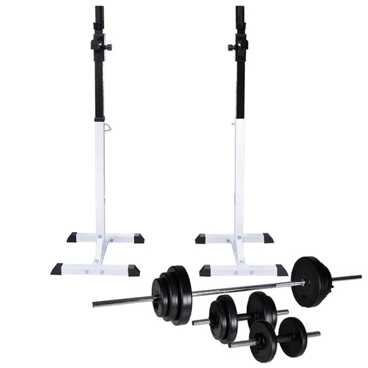 Stazione Per Squat Con Bilanciere E Set Di Manubri Da 30,5 Kg