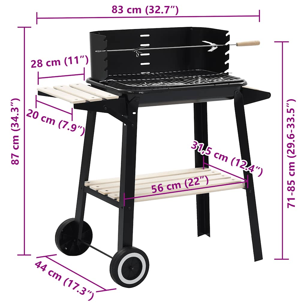 Barbecue Mobile A Carbonella Con Ruote