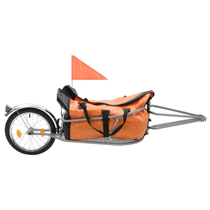 Rimorchio Portabagagli Per Bici Con Borsa Arancione E Nero