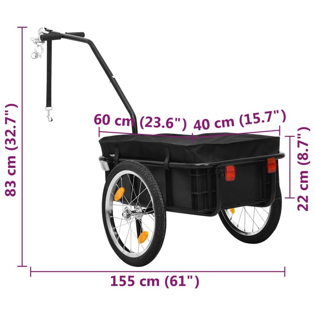 Rimorchio Bici/Carrello Manuale 155X60X83 Cm In Acciaio
