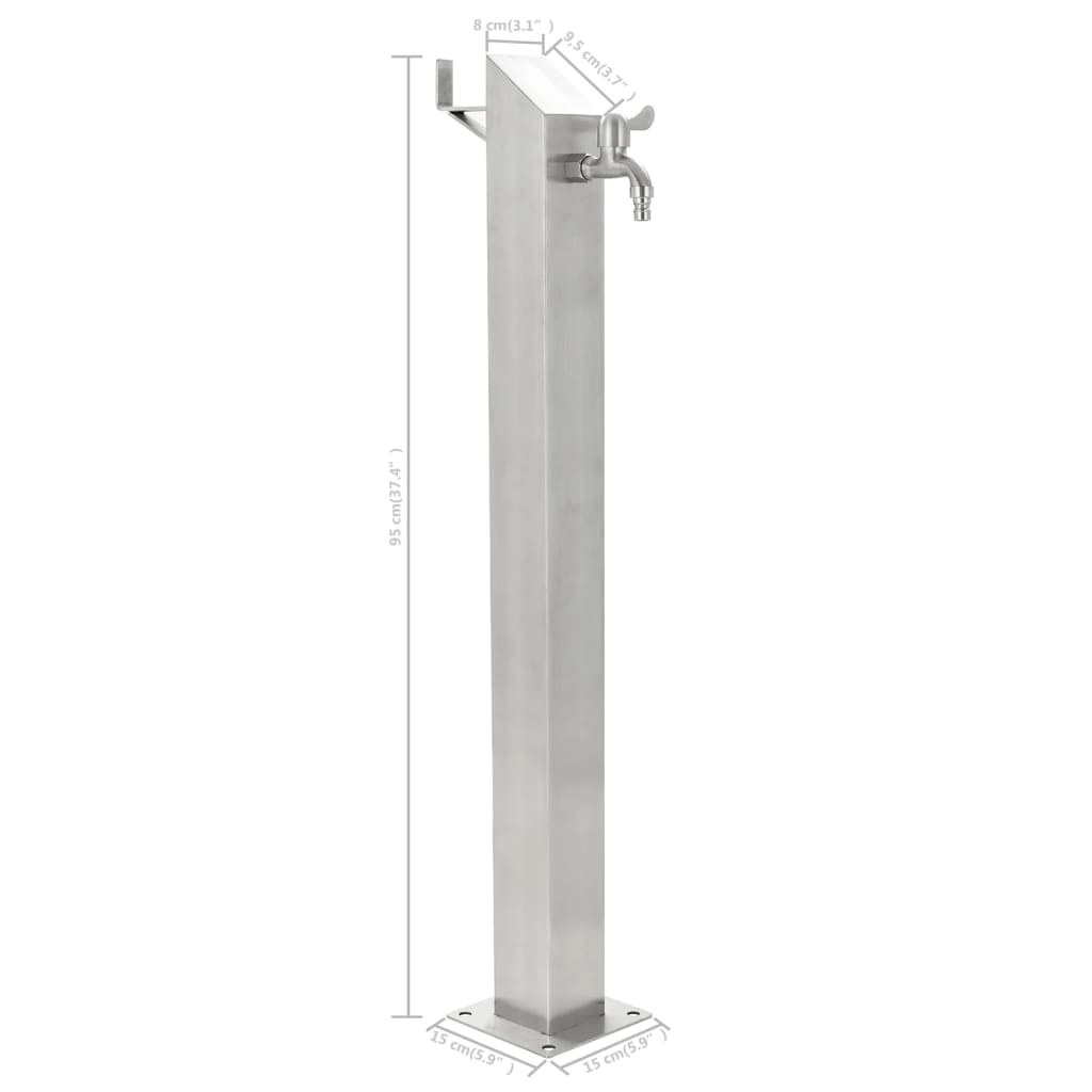 Fontanella A Colonna In Acciaio Inossidabile Quadrata 95 Cm Orange