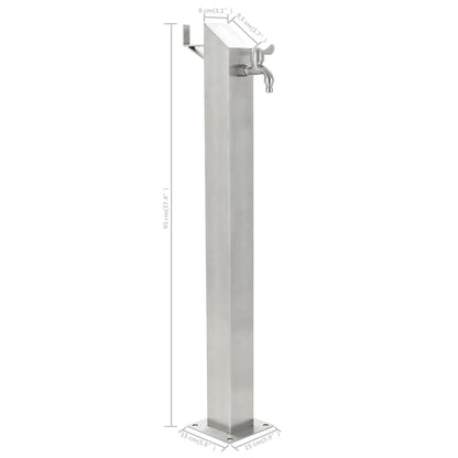 Fontanella A Colonna In Acciaio Inossidabile Quadrata 95 Cm Orange