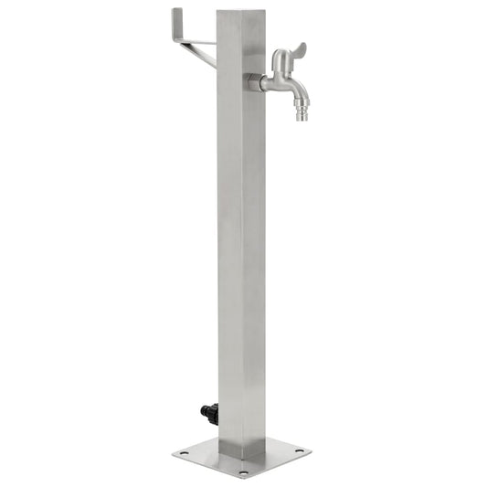 Fontanella A Colonna In Acciaio Inossidabile Quadrata 65 Cm