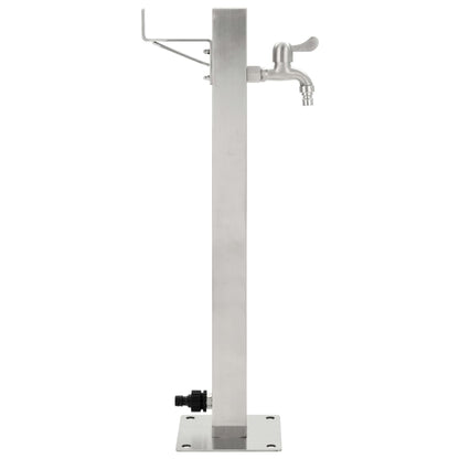 Fontanella A Colonna In Acciaio Inossidabile Quadrata 65 Cm