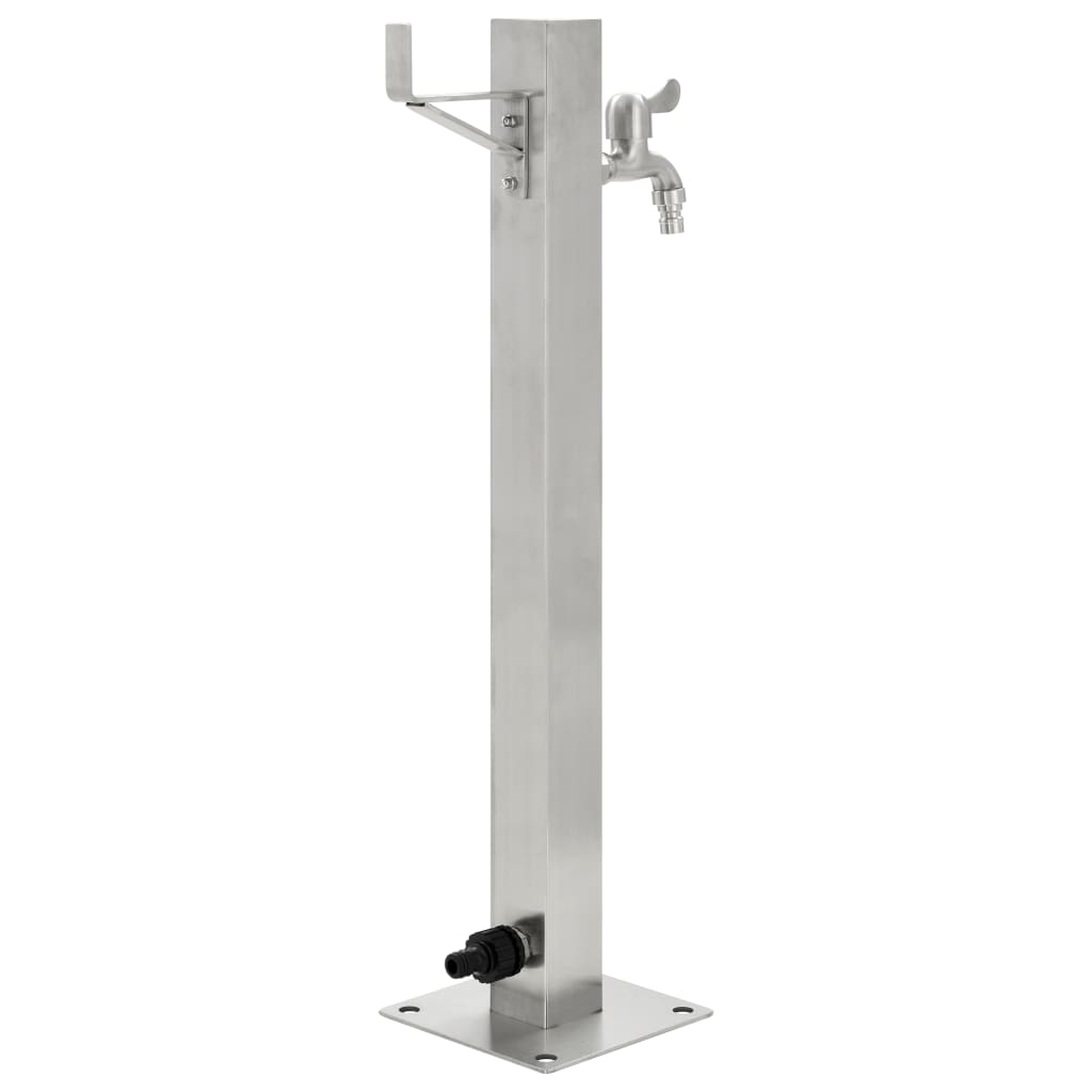 Fontanella A Colonna In Acciaio Inossidabile Quadrata 65 Cm