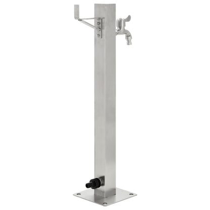Fontanella A Colonna In Acciaio Inossidabile Quadrata 65 Cm