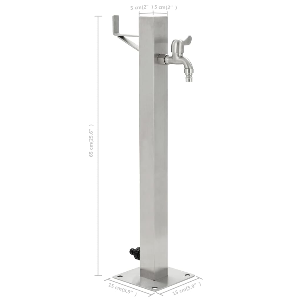 Fontanella A Colonna In Acciaio Inossidabile Quadrata 65 Cm