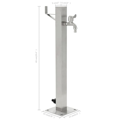 Fontanella A Colonna In Acciaio Inossidabile Quadrata 65 Cm