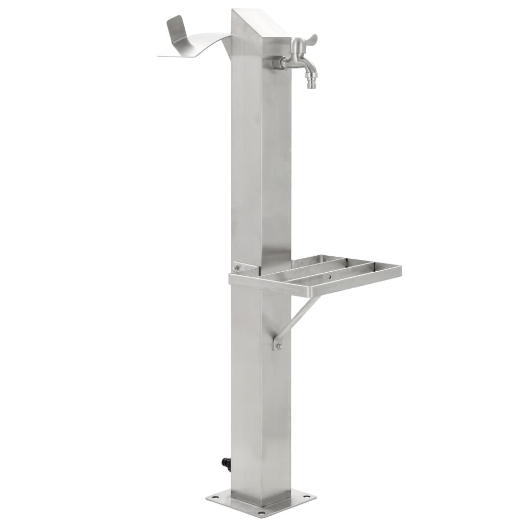 Fontanella A Colonna In Acciaio Inossidabile Quadrata 95 Cm Nero