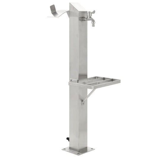 Fontanella A Colonna In Acciaio Inossidabile Quadrata 95 Cm Nero
