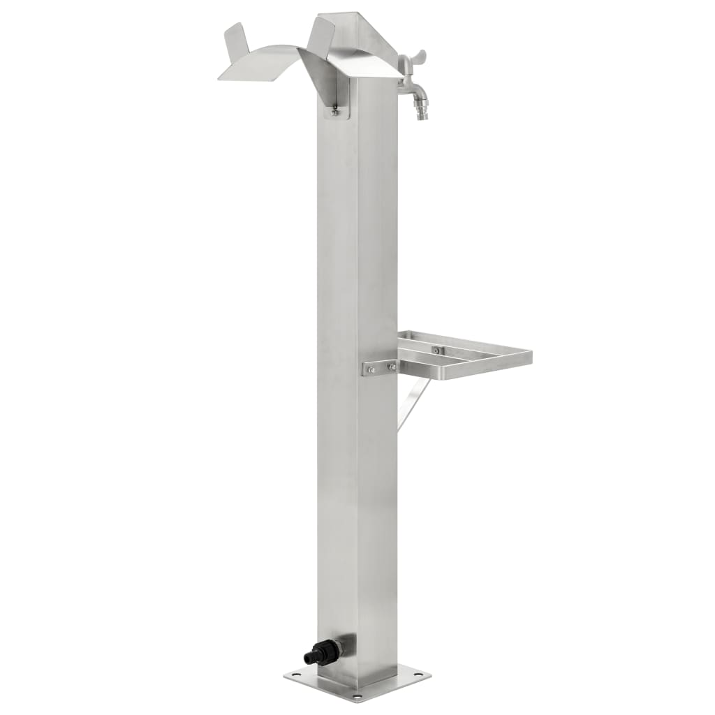 Fontanella A Colonna In Acciaio Inossidabile Quadrata 95 Cm Nero
