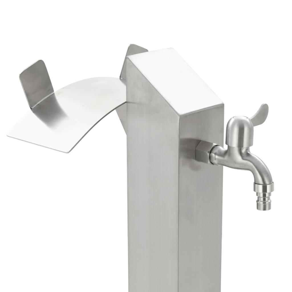 Fontanella A Colonna In Acciaio Inossidabile Quadrata 95 Cm Nero