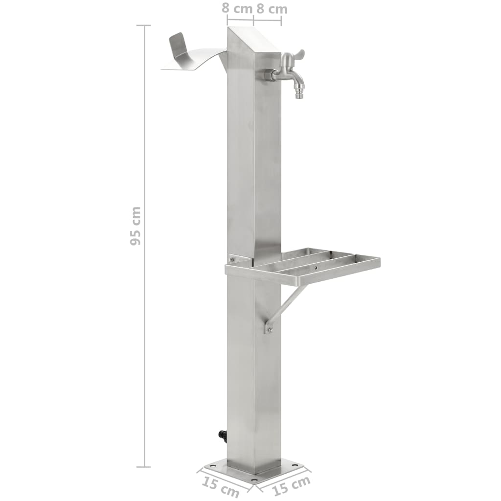 Fontanella A Colonna In Acciaio Inossidabile Quadrata 95 Cm Nero