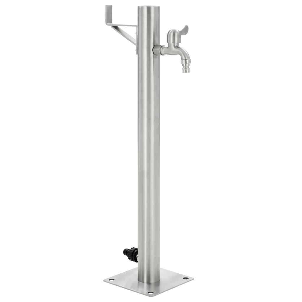 Fontanella A Colonna In Acciaio Inossidabile Rotonda 65 Cm Rovere Fumo
