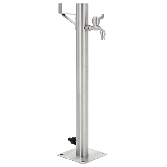 Fontanella A Colonna In Acciaio Inossidabile Rotonda 65 Cm Rovere Fumo