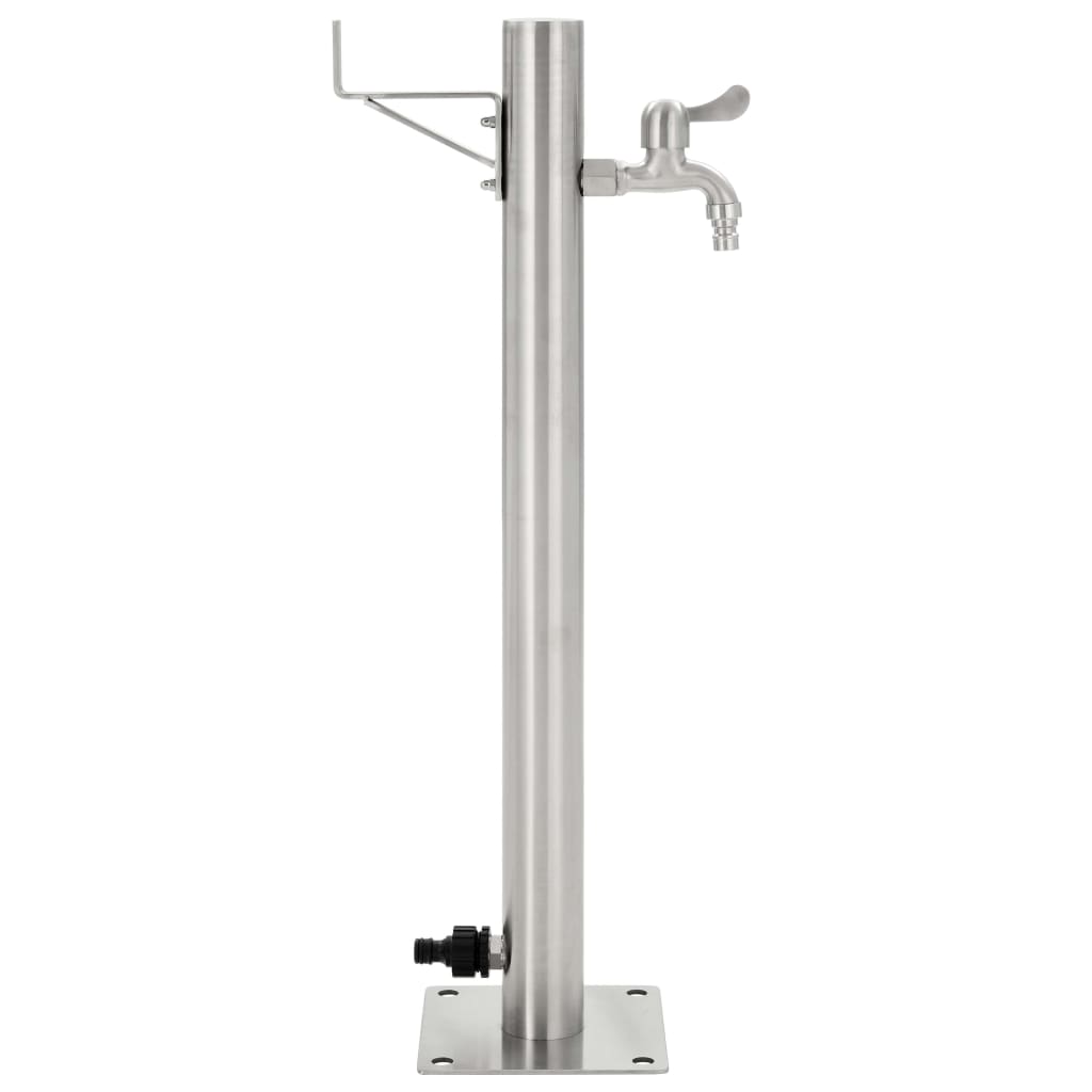 Fontanella A Colonna In Acciaio Inossidabile Rotonda 65 Cm Rovere Fumo