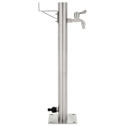 Fontanella A Colonna In Acciaio Inossidabile Rotonda 65 Cm Rovere Fumo