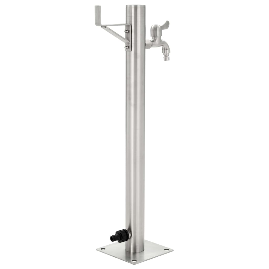 Fontanella A Colonna In Acciaio Inossidabile Rotonda 65 Cm Rovere Fumo