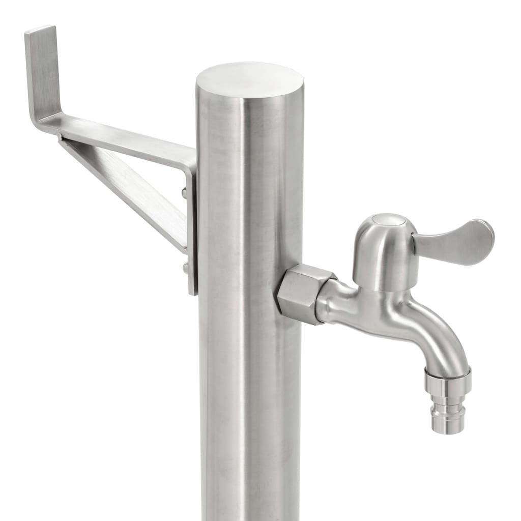 Fontanella A Colonna In Acciaio Inossidabile Rotonda 65 Cm Rovere Fumo