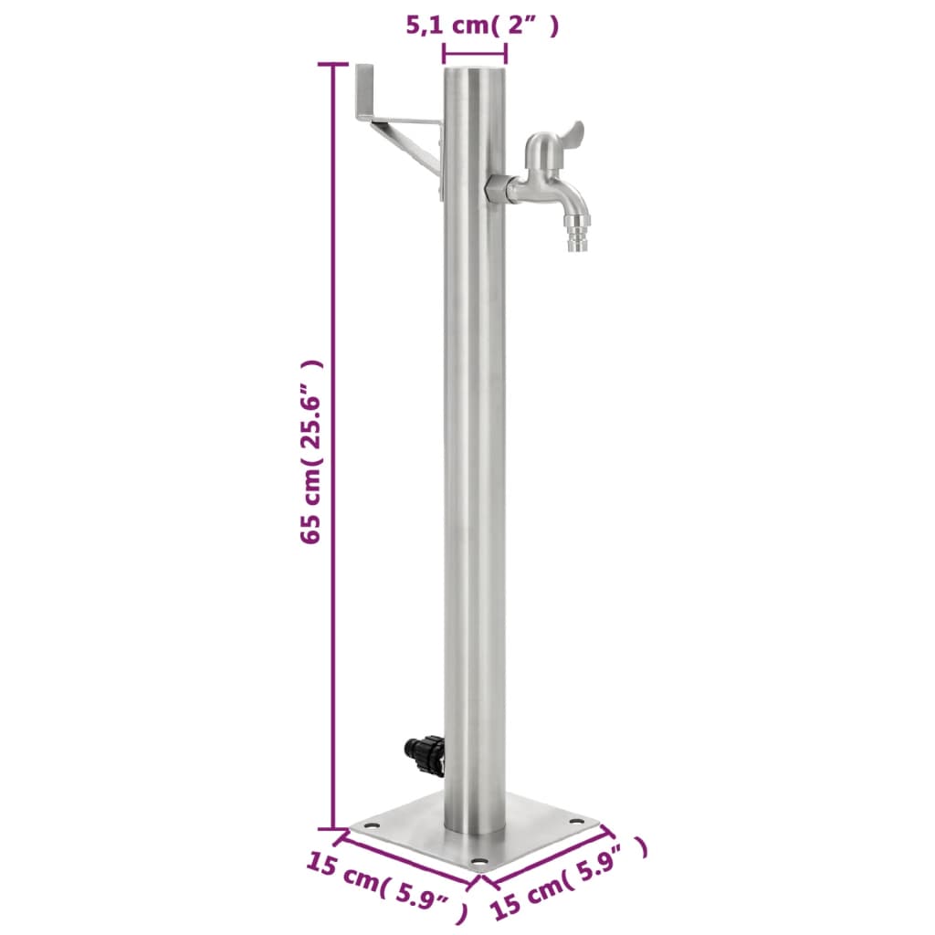 Fontanella A Colonna In Acciaio Inossidabile Rotonda 65 Cm Rovere Fumo