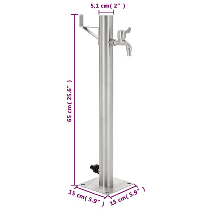 Fontanella A Colonna In Acciaio Inossidabile Rotonda 65 Cm Rovere Fumo
