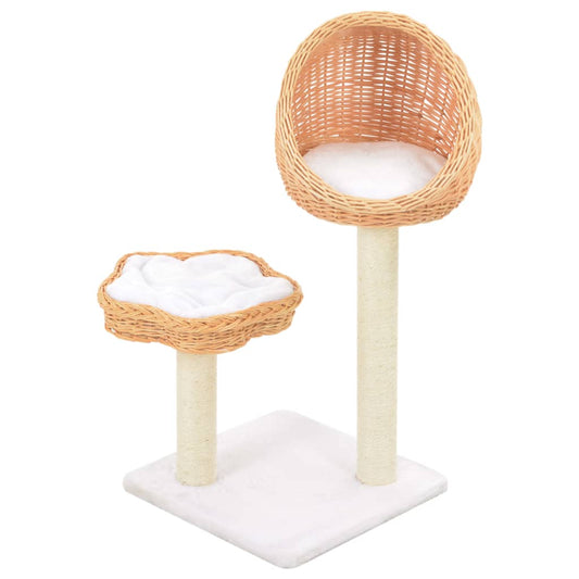 Albero Per Gatti Con Tiragraffi In Legno Di Salice Naturale