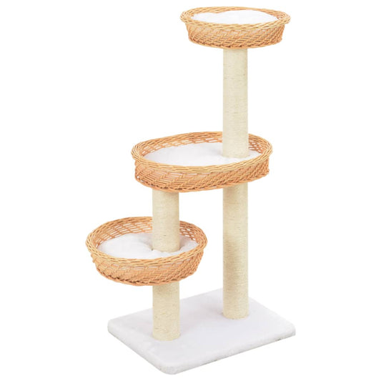 Albero Per Gatti Con Tiragraffi In Legno Di Salice Naturale