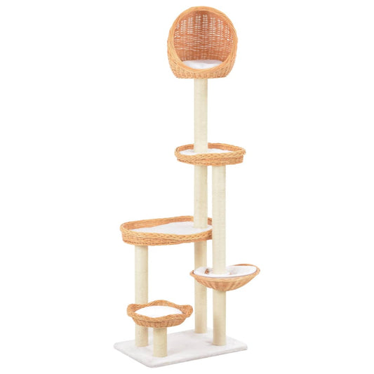 Albero Per Gatti Con Tiragraffi In Legno Di Salice Naturale