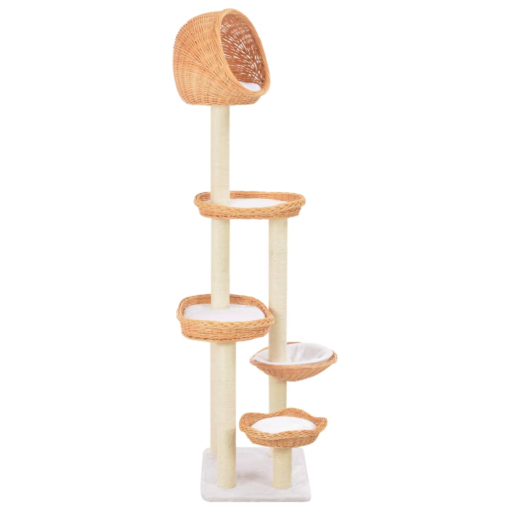 Albero Per Gatti Con Tiragraffi In Legno Di Salice Naturale