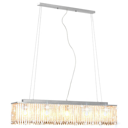 Lampadario Con Perle Di Cristallo Argento 104 Cm E14