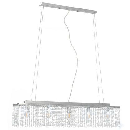 Lampadario Con Perle Di Cristallo Argento 104 Cm E14