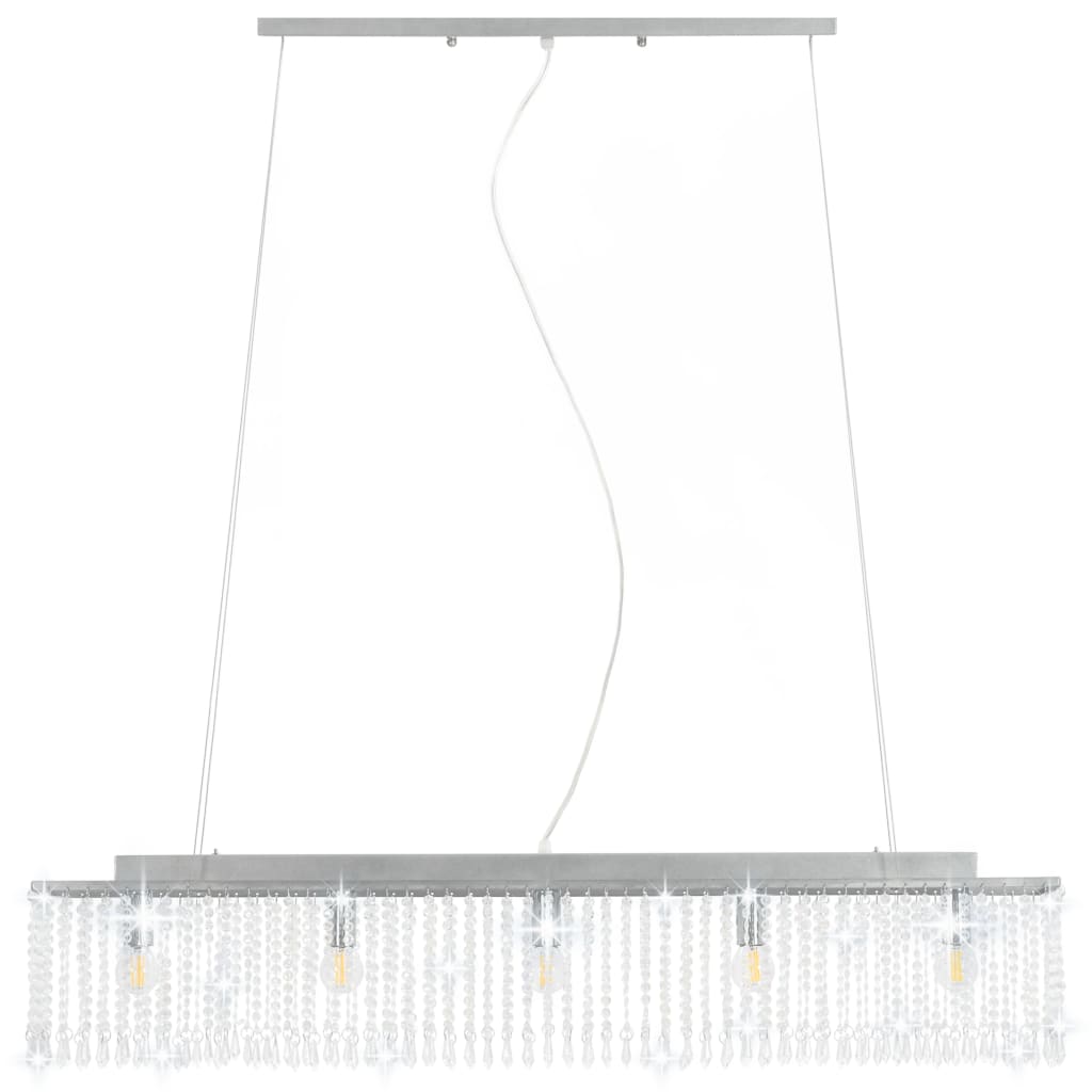 Lampadario Con Perle Di Cristallo Argento 104 Cm E14