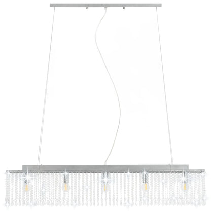 Lampadario Con Perle Di Cristallo Argento 104 Cm E14