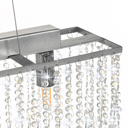 Lampadario Con Perle Di Cristallo Argento 104 Cm E14