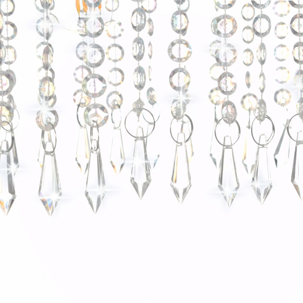 Lampadario Con Perle Di Cristallo Argento 104 Cm E14