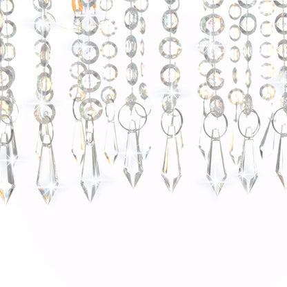 Lampadario Con Perle Di Cristallo Argento 104 Cm E14
