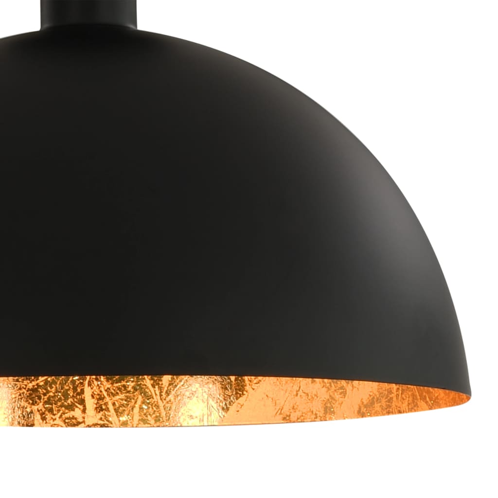 Lampadari 2 Pz Nero E Oro Semi-Sferici E27