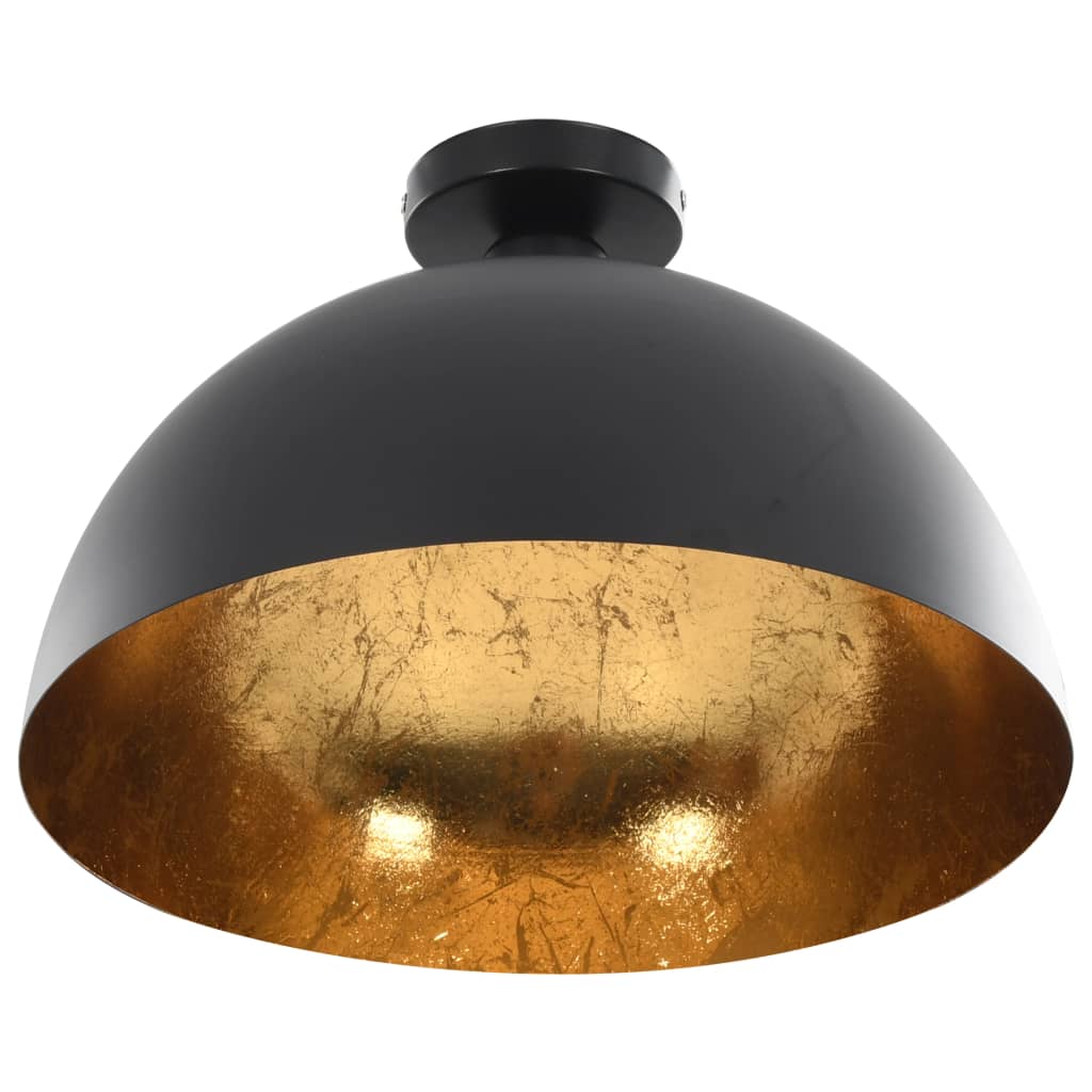 Lampadari 2 Pz Nero E Oro Semi-Sferici E27