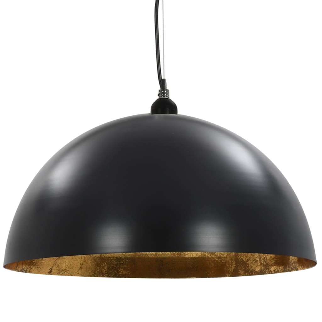Lampadari 2 Pz Nero E Oro Semi-Sferici E27